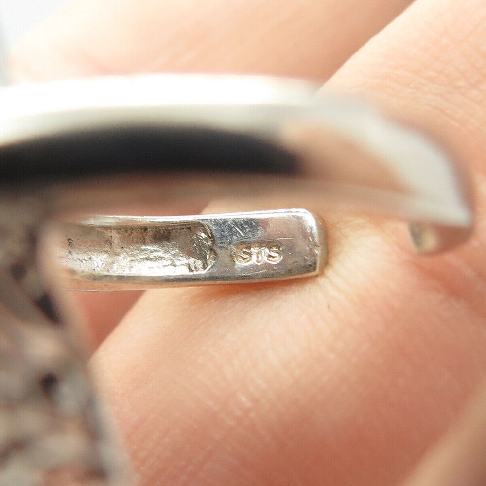 925 Sterling Silver Chuck Clemency Real Lapis Lazuli Gem Triangle Ring Size 6.5 - Picture 7 of 9